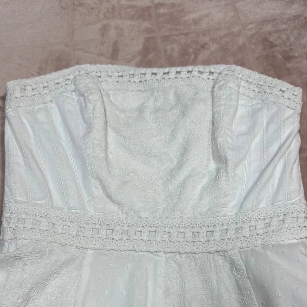 White House Black Market White Strapless A-Line Midi Dress - Picture 4 of 10